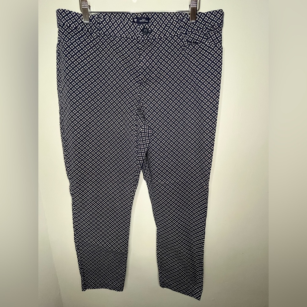GAP Navy Blue Floral Print Slim Cut Ankle Pants Women’s Size 14